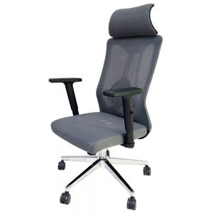 Ghế văn phòng lưng lưới xám tay nâng hạ có tựa đầu ZMF155X