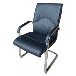 Ghế phòng họp chân quỳ da màu đen ZMFC06