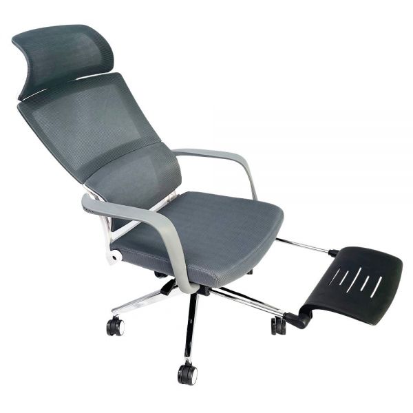 Ghế văn phòng ngả nằm có gác chân lưng lưới xám ZMF742X