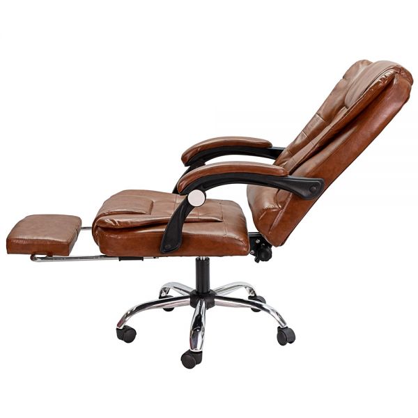 Ghế giám đốc bọc da Nâu ngả lưng có gác chân ZKJO906N