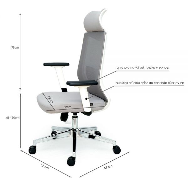 Ghế văn phòng tiêu chuẩn công thái học ZAK-JO811