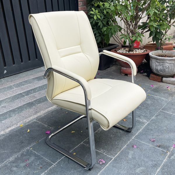 Ghế chân quỳ phòng họp cao cấp da màu kem ZMFC04B